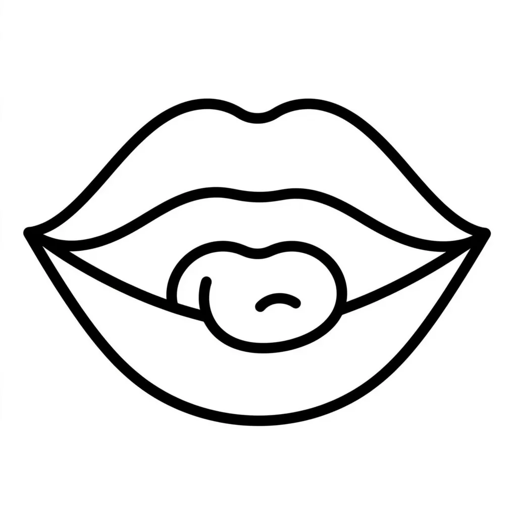 Illustration of an open mouth with the tongue curled up in the middle of the mouth, showing the er shape