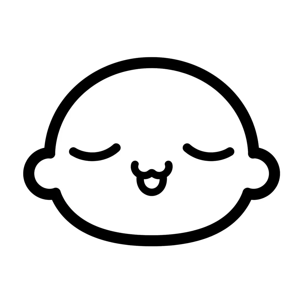 Illustration of a face with closed eyes and tightly rounded lips, showing the ü mouth shape
